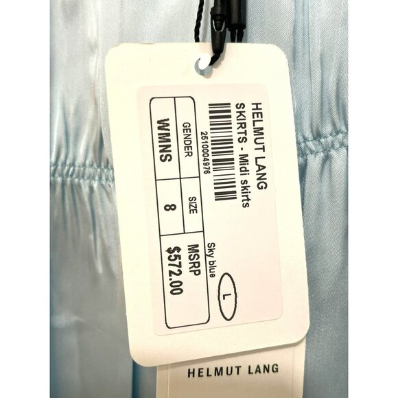 Helmut Lang Blue Midi Ruched Slip Skirt Light Blue Size 8 NWT - Picture 7 of 9